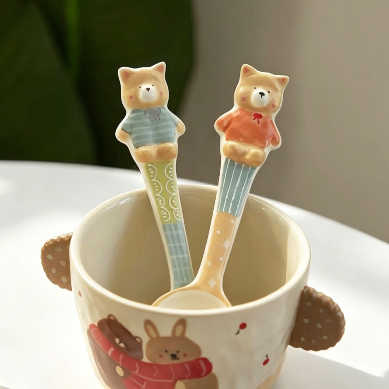 Bear ceramic spoon gift idea — handcrafted artisan tableware, perfect for bear lovers, MeowCeramics