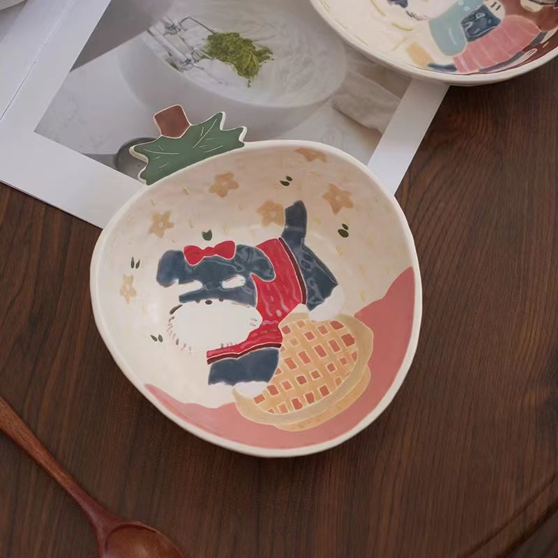 【Handmade to Order】Cute Strawberry Cat & Dog Dessert Fruit Plate