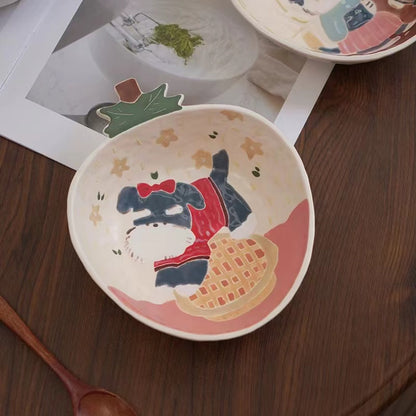 【Handmade to Order】Cute Strawberry Cat & Dog Dessert Fruit Plate