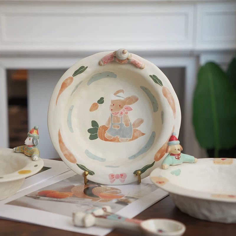 【Handmade to Order】Cute 3D Puppy Round Plate