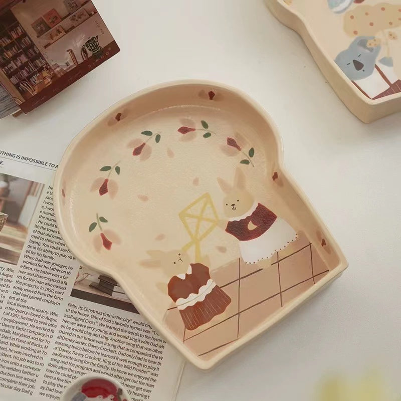 【Handmade to Order】Cute Bread Toast Shaped Plate