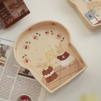 【Handmade to Order】Cute Bread Toast Shaped Plate