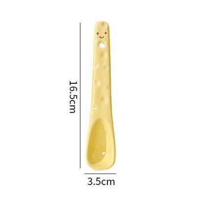 Cream Cheese ceramic spoon — 3D sculpted handle, underglaze painted, food-safe, MeowCeramics