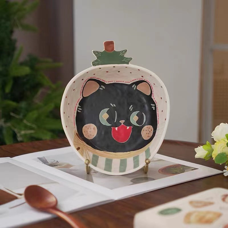 【Handmade to Order】Cute Strawberry Cat & Dog Dessert Fruit Plate