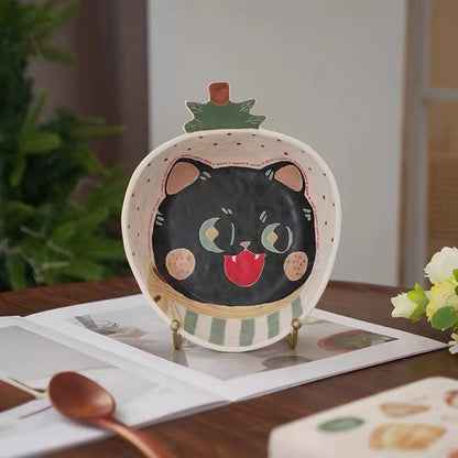 【Handmade to Order】Cute Strawberry Cat & Dog Dessert Fruit Plate