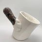 Brindle & White cat paw tilt mug — handmade optical illusion ceramic, 250ml, MeowCeramics