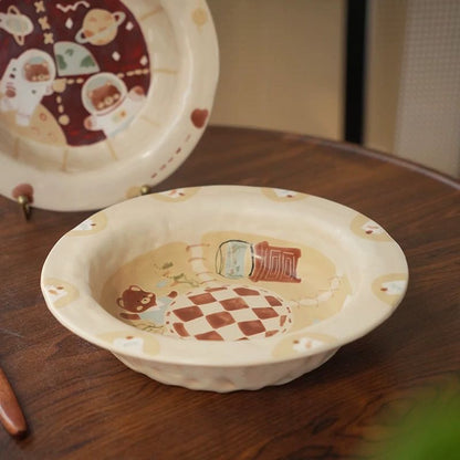【Handmade to Order】Cute Vintage Bear Round Plate