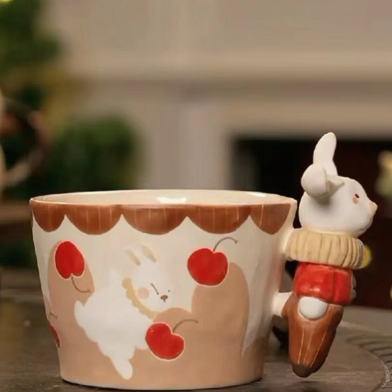 【Handmade to Order】Adorable Hand-Sculpted Bunny Series Ceramic Coffee Mug