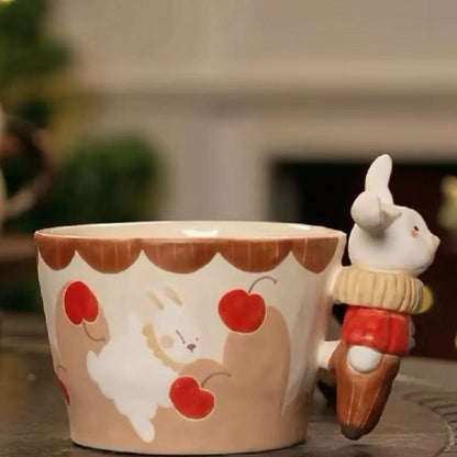 【Handmade to Order】Adorable Hand-Sculpted Bunny Series Ceramic Coffee Mug