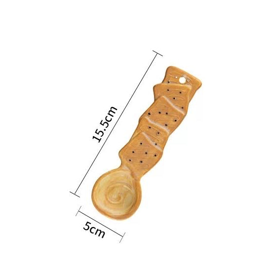 Crispy Grid Dot ceramic spoon — 3D waffle-grid handle, underglaze painted, food-safe, MeowCeramics