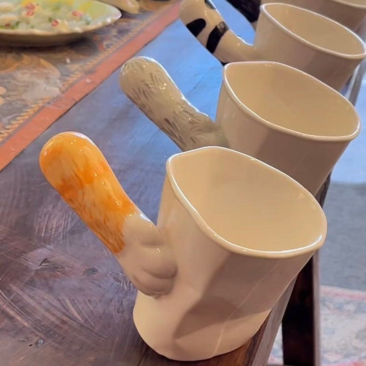 Handmade cat paw tilt mug — 8 color styles, quirky gift for cat lovers, MeowCeramics