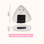 Onigiri-shaped container with a face design, showing dimensions and text 'Adorably Clueless Onigiri'.