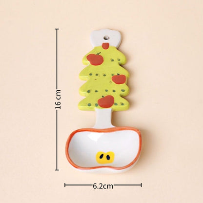Cute 3D Underglaze Ceramic Long-Handle Spoon — Dopamine Colors | Food-Safe | 6 Styles