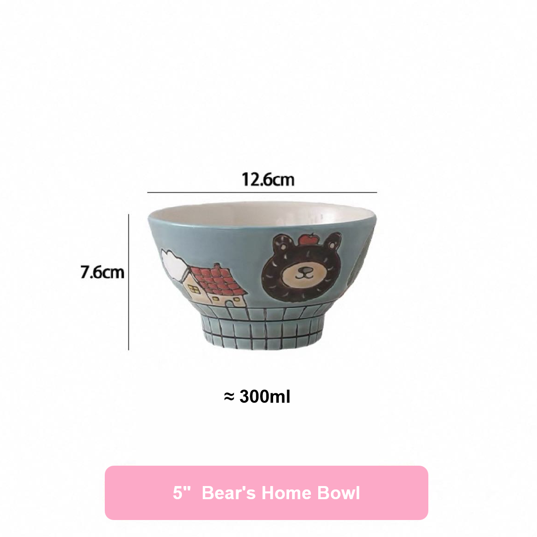 Hand-painted Cute Bear Underglaze Ceramic Tableware Set - Set of 10