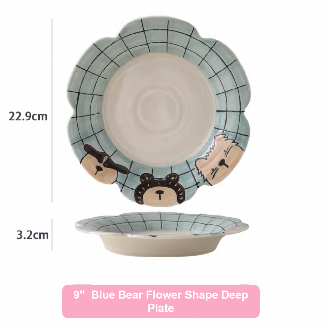 Hand-painted Cute Bear Underglaze Ceramic Tableware Set - Set of 10
