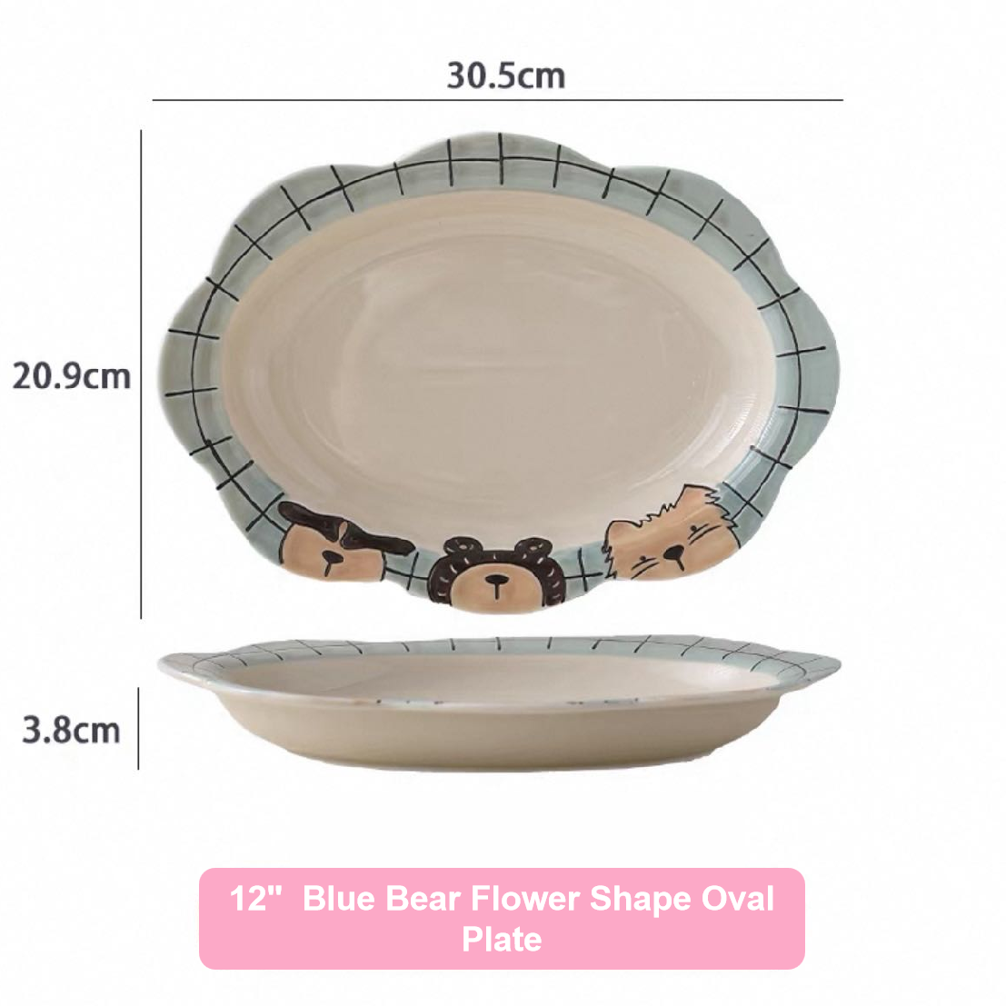 Hand-painted Cute Bear Underglaze Ceramic Tableware Set - Set of 10