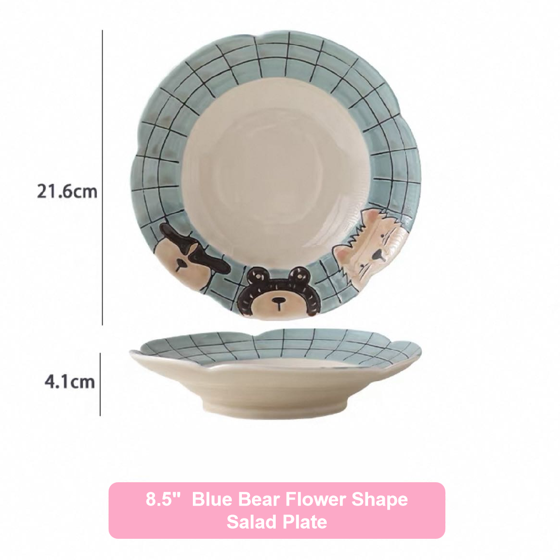 Hand-painted Cute Bear Underglaze Ceramic Tableware Set - Set of 10