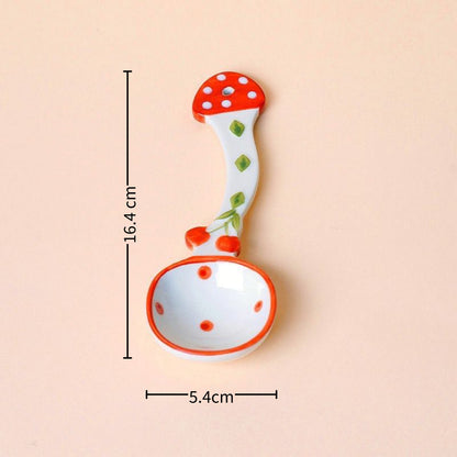 Cute 3D Underglaze Ceramic Long-Handle Spoon — Dopamine Colors | Food-Safe | 6 Styles