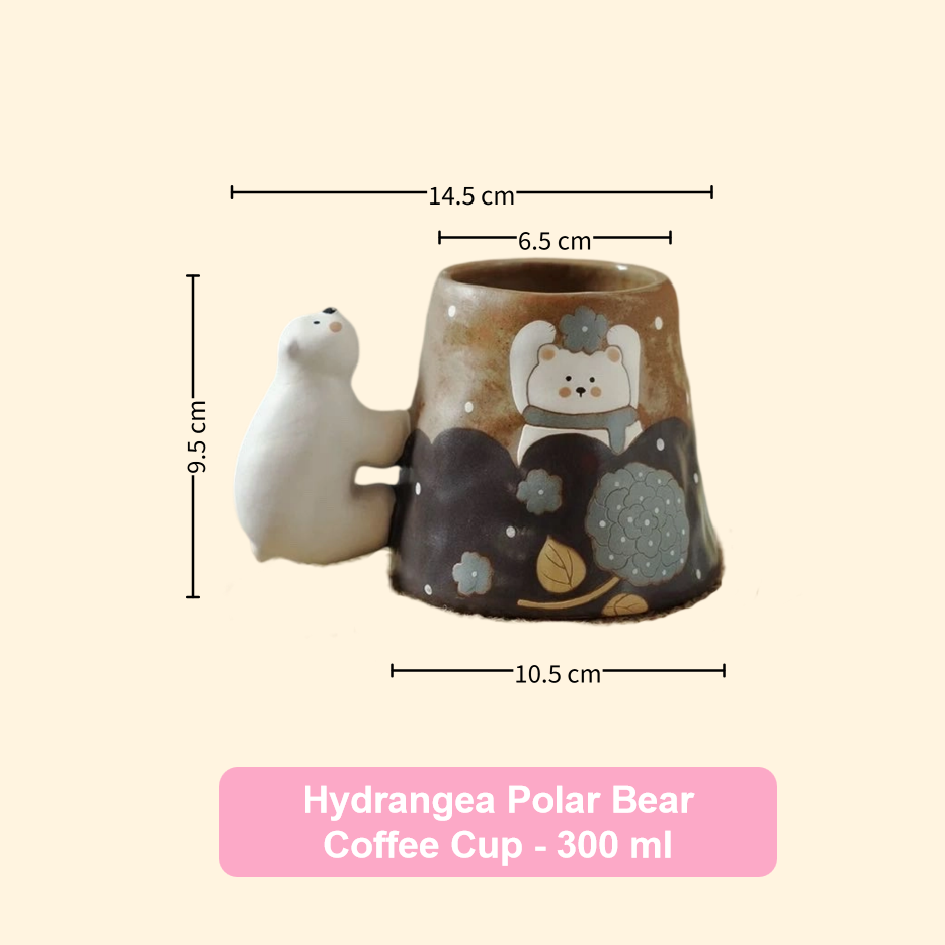 【Handmade to Order】Adorable Vintage Polar Bear Ceramic Mug