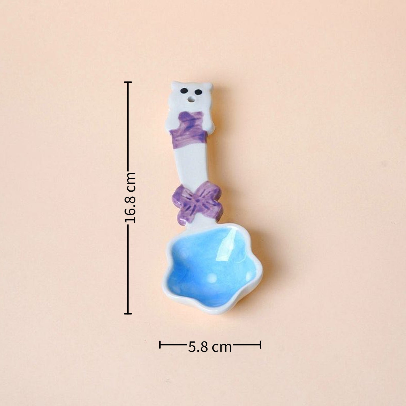 Cute 3D Underglaze Ceramic Long-Handle Spoon — Dopamine Colors | Food-Safe | 6 Styles