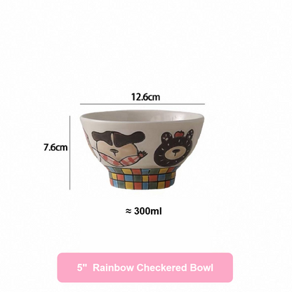 Hand-painted Cute Bear Underglaze Ceramic Tableware Set - Set of 10
