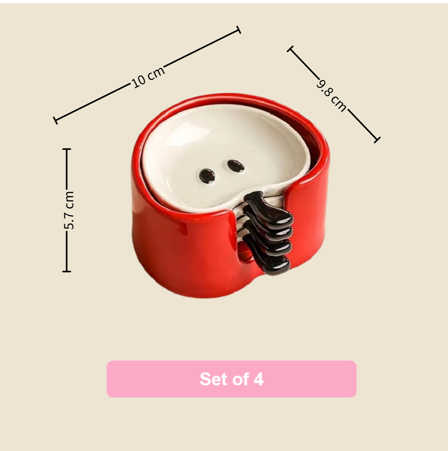 Apple-Shaped Ceramic Dipping Dish Set