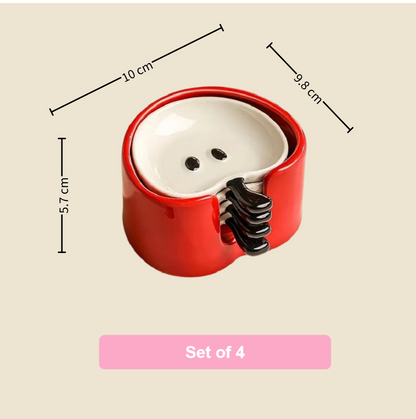 Apple-Shaped Ceramic Dipping Dish Set