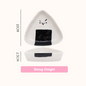 White onigiri-shaped container with black rice and measurements on a white background