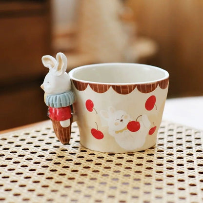 【Handmade to Order】Adorable Hand-Sculpted Bunny Series Ceramic Coffee Mug