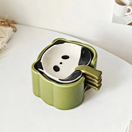 Panda-Shaped Ceramic Dipping Dish Set