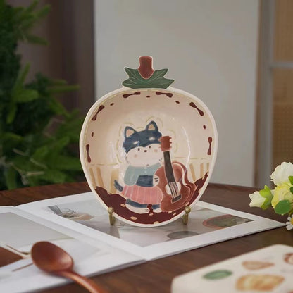 【Handmade to Order】Cute Strawberry Cat & Dog Dessert Fruit Plate