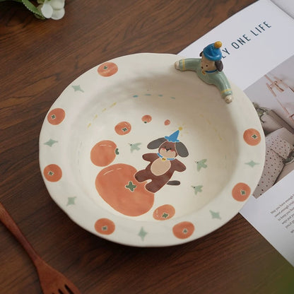 【Handmade to Order】Cute 3D Puppy Round Plate