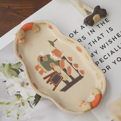 【Handmade to Order】Cute 3D Cat Scalloped Plate