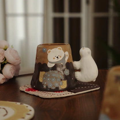 【Handmade to Order】Adorable Vintage Polar Bear Ceramic Mug