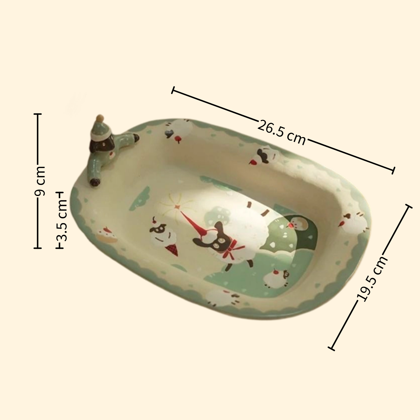 【Handmade to Order】Cute 3D Puppy with Hat Oblong Plate