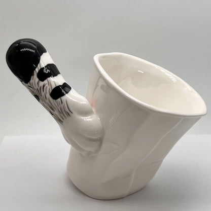 Silver & White cat paw tilt mug — handmade optical illusion ceramic, 250ml, MeowCeramics