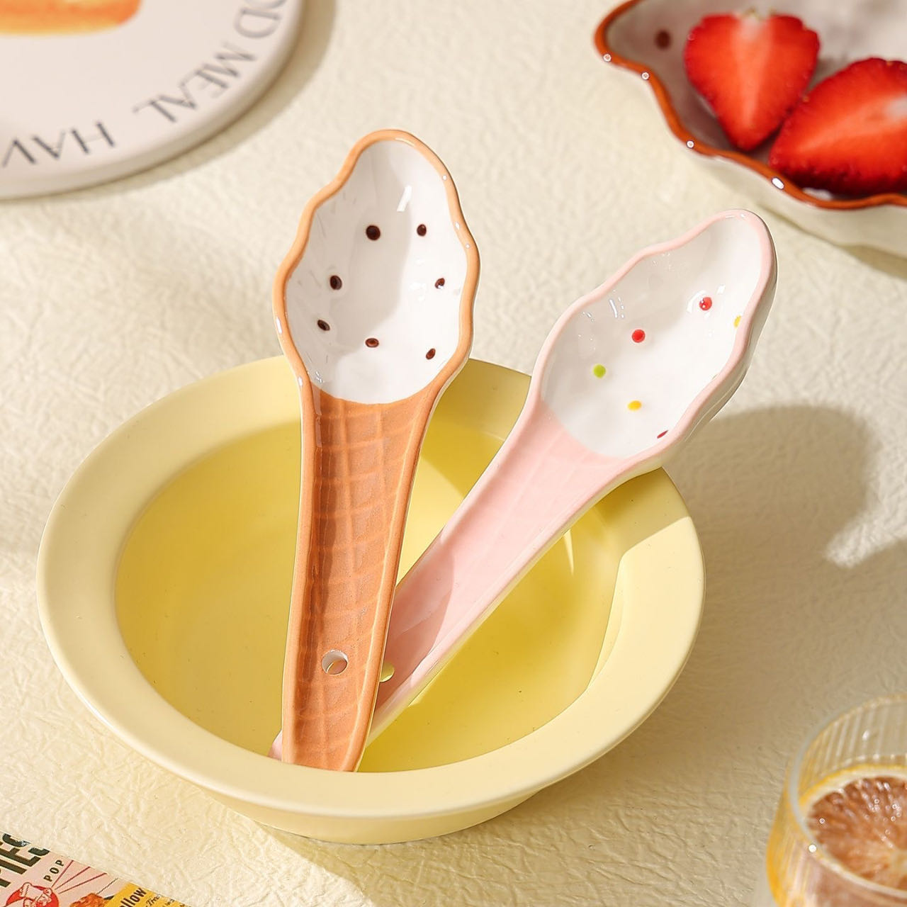 Food-shaped ceramic spoon gift idea — kawaii handcrafted tableware for foodies, MeowCeramics