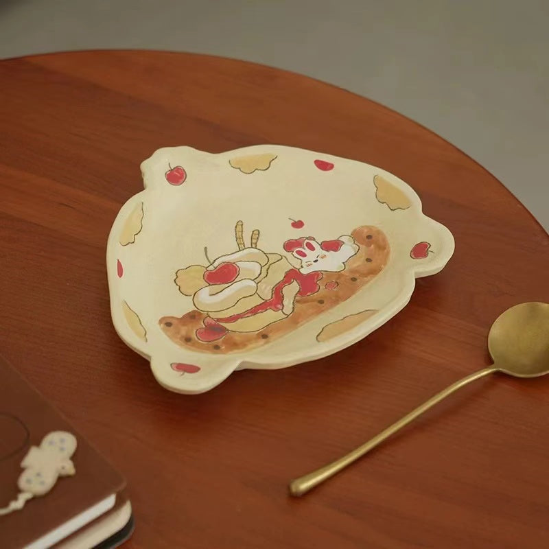 【Handmade to Order】Cute Pumpkin Fox Irregular-Shaped Plate
