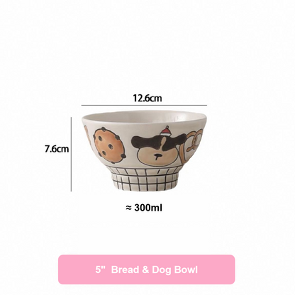 Hand-painted Cute Bear Underglaze Ceramic Tableware Set - Set of 10