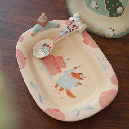 【Handmade to Order】Cute 3D Puppy with Hat Oblong Plate