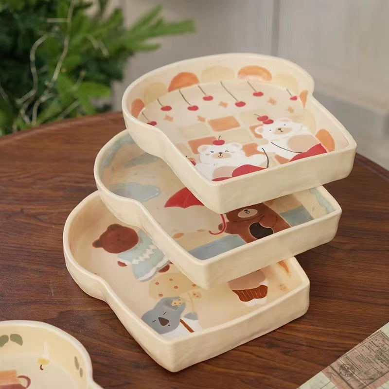 【Handmade to Order】Cute Bread Toast Shaped Plate