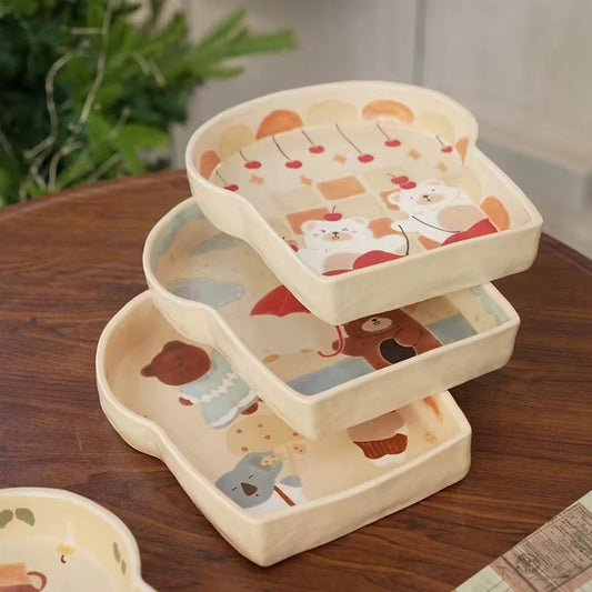 【Handmade to Order】Cute Bread Toast Shaped Plate
