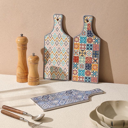 Vintage floral ceramic trivet — elegant tile-inspired design, ceramic front with cork base, MeowCeramics