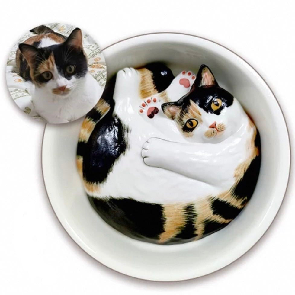 Handmade custom cat ceramic cup in use — 210ml, perfect for espresso and flat white, MeowCeramics