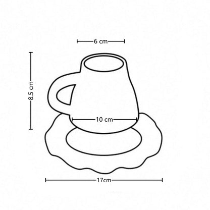 Handmade Cute Cat Coffee Cup & Saucer Set - 210ml