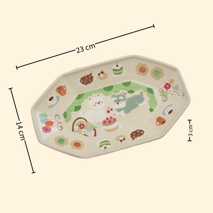 【Handmade to Order】Cute Westie (West Highland Terrier) Octagonal Plate