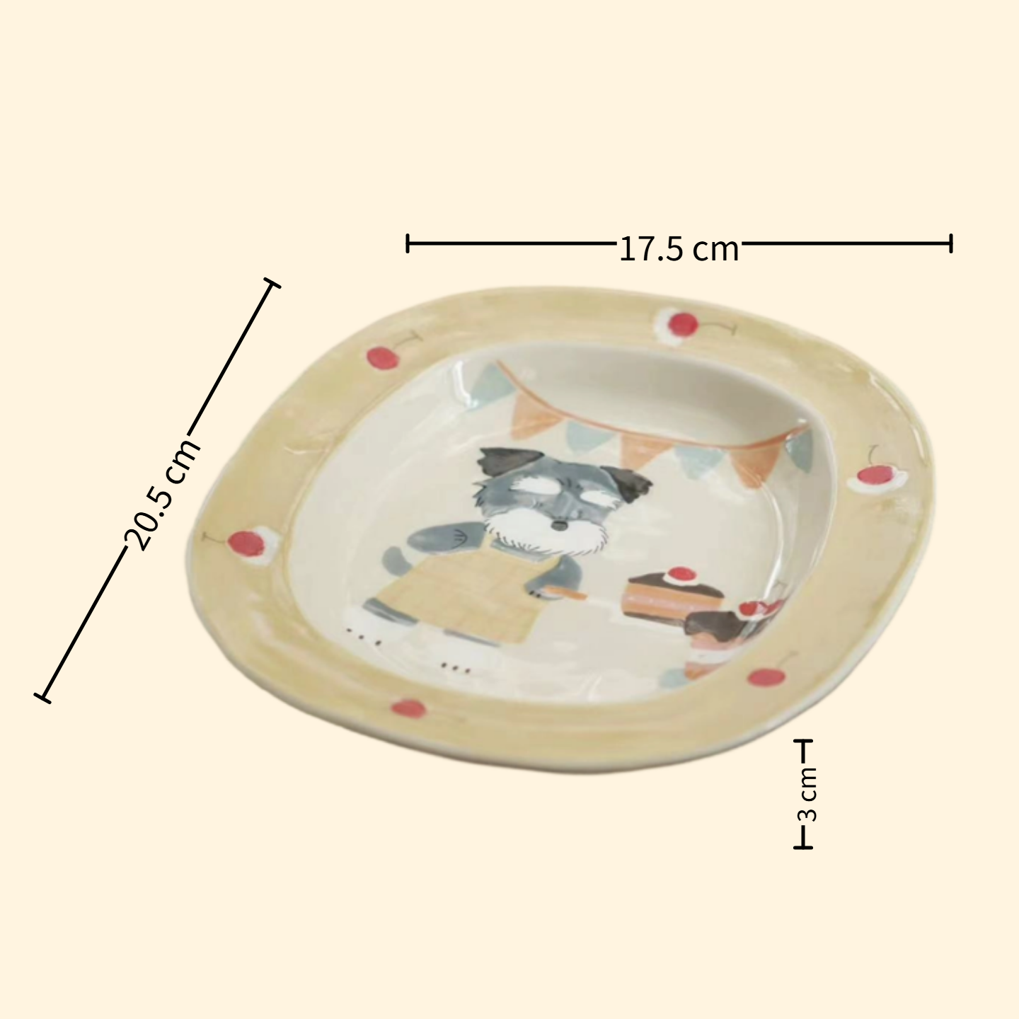 【Handmade to Order】Cute Hand-Painted Puppy Ceramic Plate