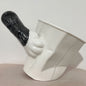 Black & White cat paw tilt mug — handmade optical illusion ceramic, 250ml, MeowCeramics