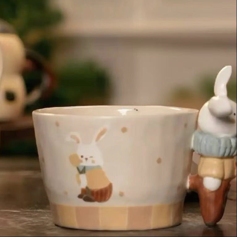 【Handmade to Order】Adorable Hand-Sculpted Bunny Series Ceramic Coffee Mug
