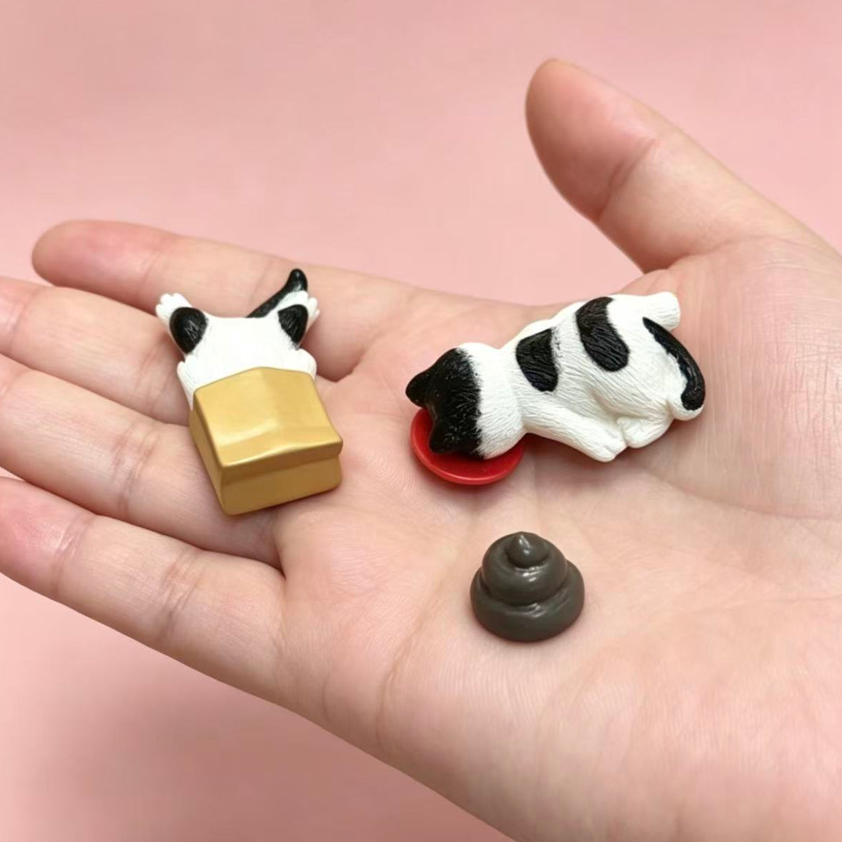 Handmade mini resin cat figurines — lifestyle display, unique hand-painted details, MeowCeramics